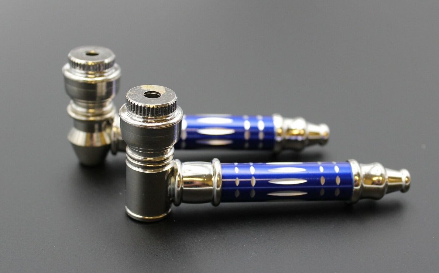ORIGINAL BLUE METAL Smoking Pipe w/Lid Tobacco Pipe Metal pipe ALL METAL Pipes