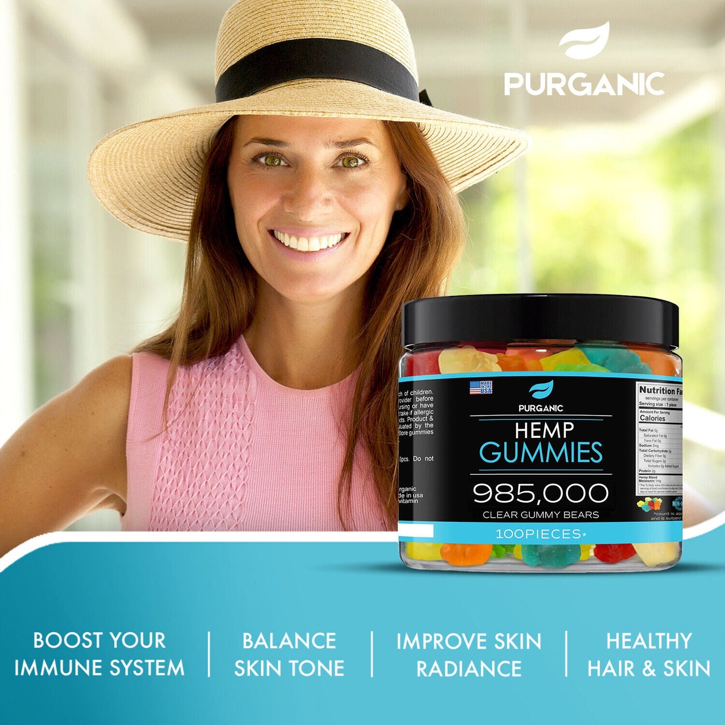 Natural Gummies for Stress Relief - Great for Pain, Insomnia & Anxiety -100ct