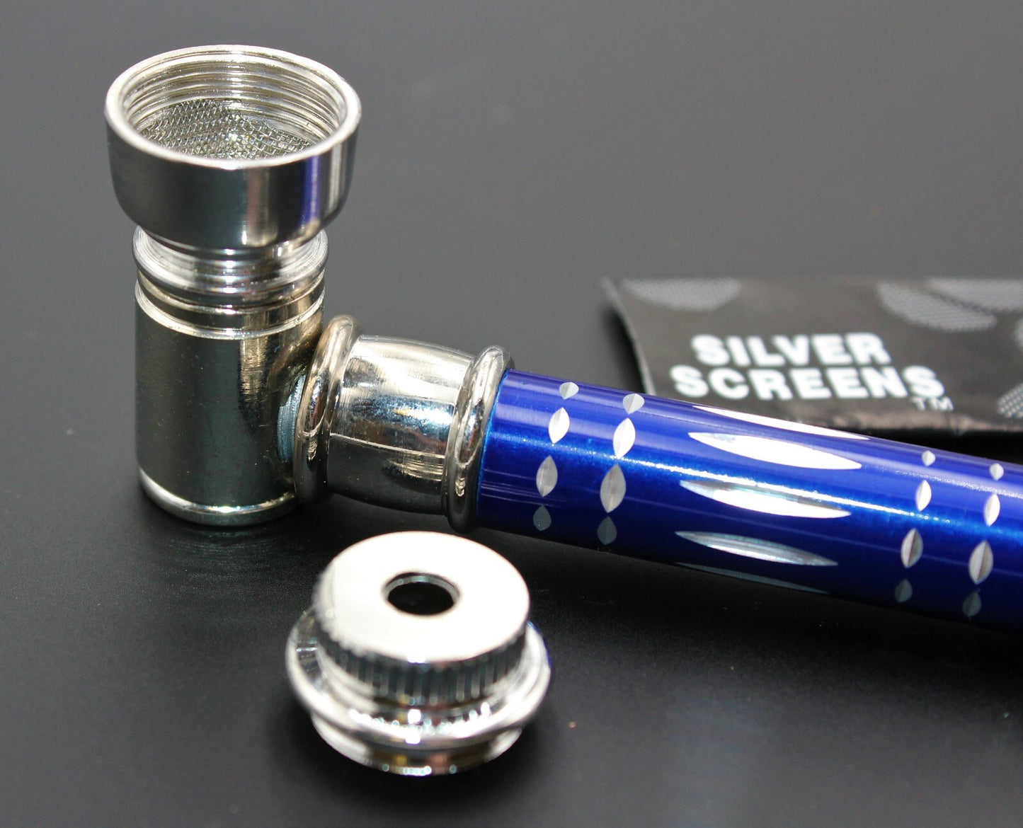 ORIGINAL BLUE METAL Smoking Pipe w/Lid Tobacco Pipe Metal pipe ALL METAL Pipes