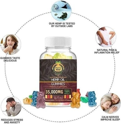 Natural Gummies Bears-Calm, Sleep, Stress, Anxiety, Pain, Muscle, Relax