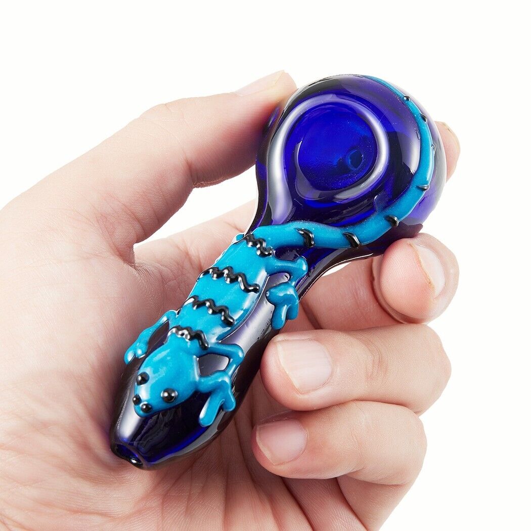 4" Gecko Style Tobacco Smoking Glass Pipe Collectible Handmade Pipes with Box
