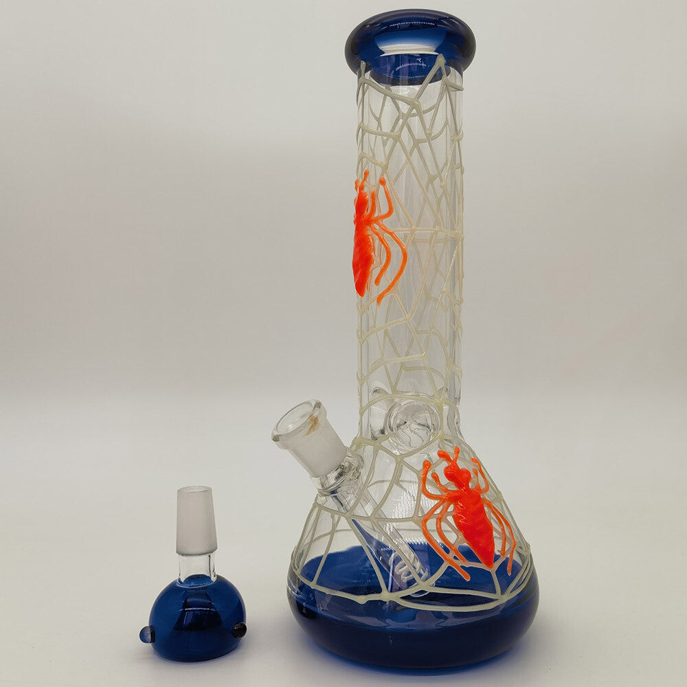 8.4" Glass Bong Cobweb Hookah Smoking Hand Pipes Percolator Bongs W/ 14mm Bowl