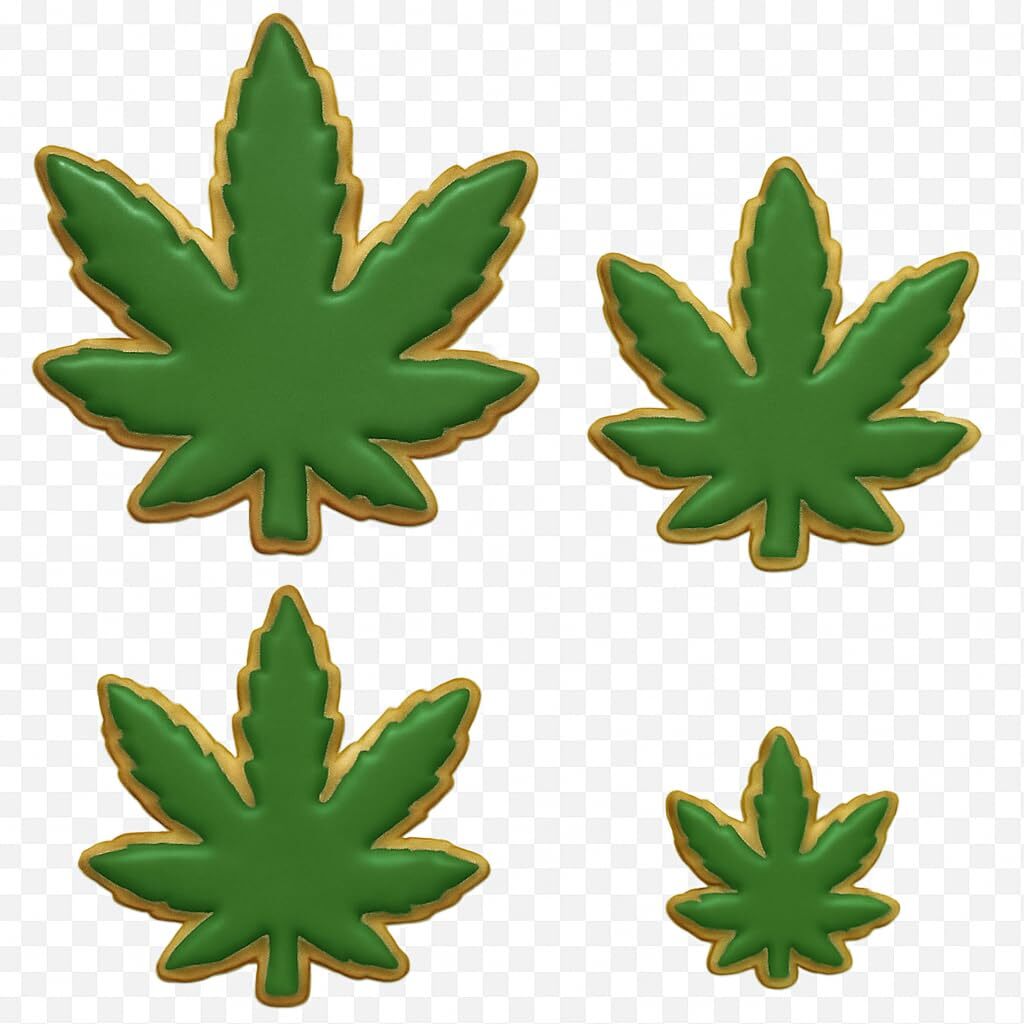 Marijuana Cannabis Pot Leaf Cookie Cutter Set – 4-Piece (4", 3.5", 2.5", 1.5")