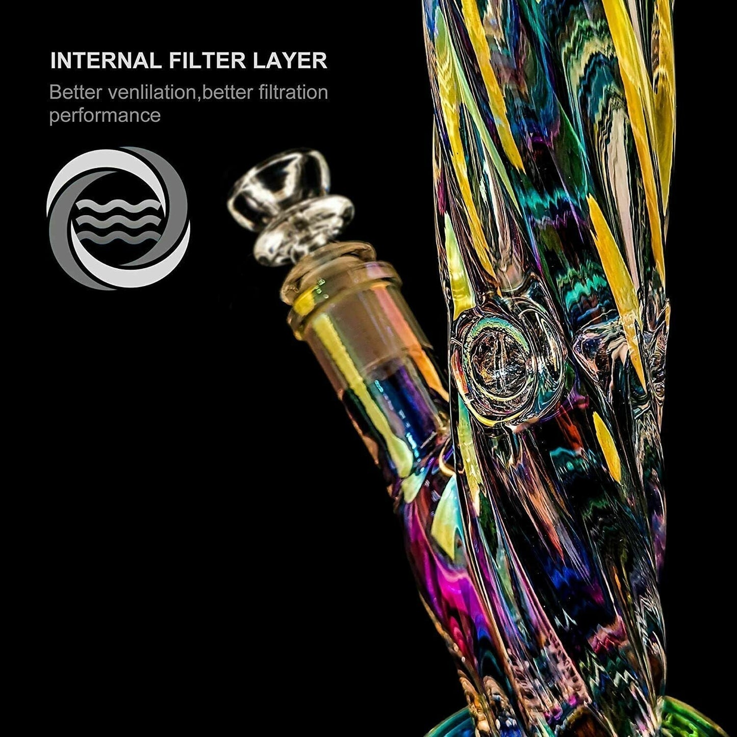 13" Glass Bong Water Pipes Thick Percolator Bongs Smoking Hookah Bowl w/ ICE