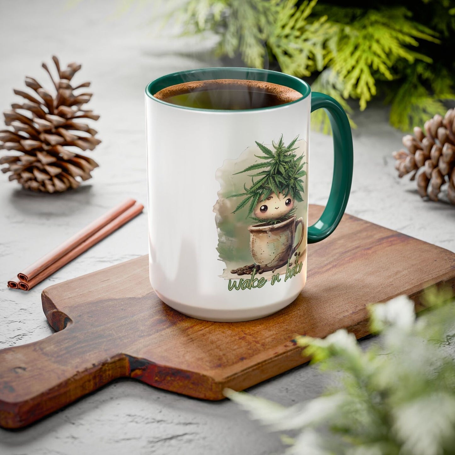 WAKE n BAKE Mug Cute Turnip Weed Cup 420 Coffee Lover Gift GenX Cannabis Stoner