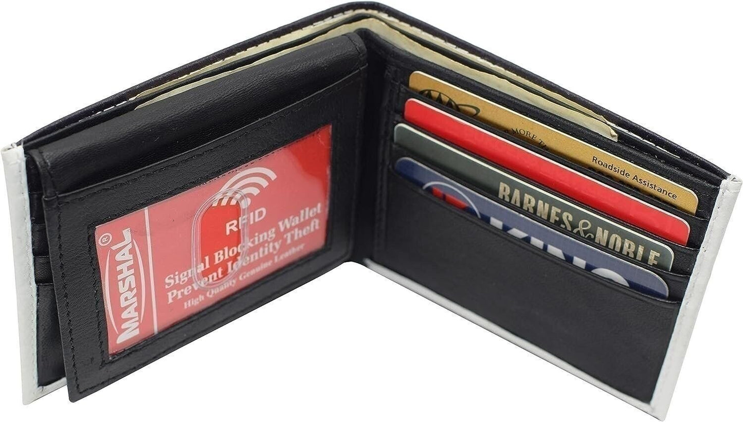 Printed Marijuana Leaf RFID Blocking Genuine Leather Bifold Wallet with Gift box