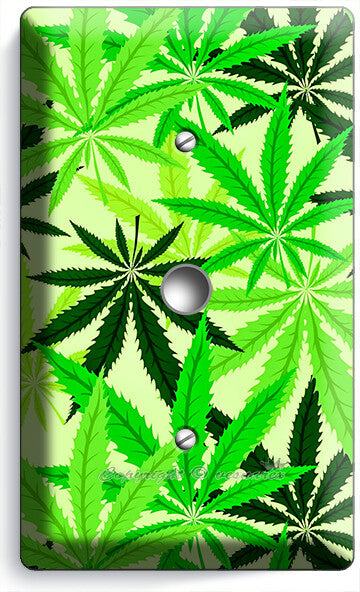 🍀GREEN CANNABIS MARIJUANA LEAFS LIGHT SWITCH OUTLETS WALL PLATES MAN CAVE DECOR