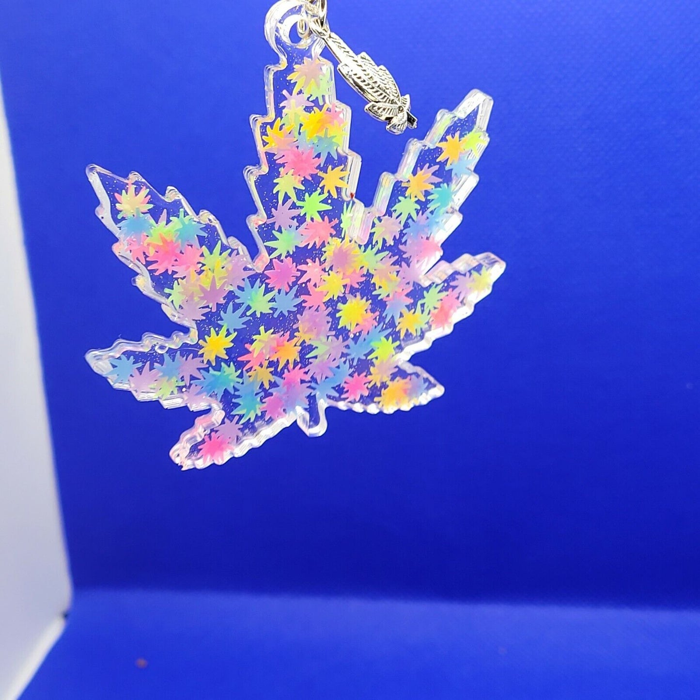 Pot Leaf Keychain - Handcrafted From Resins Aloy Charm and 25mm Ring