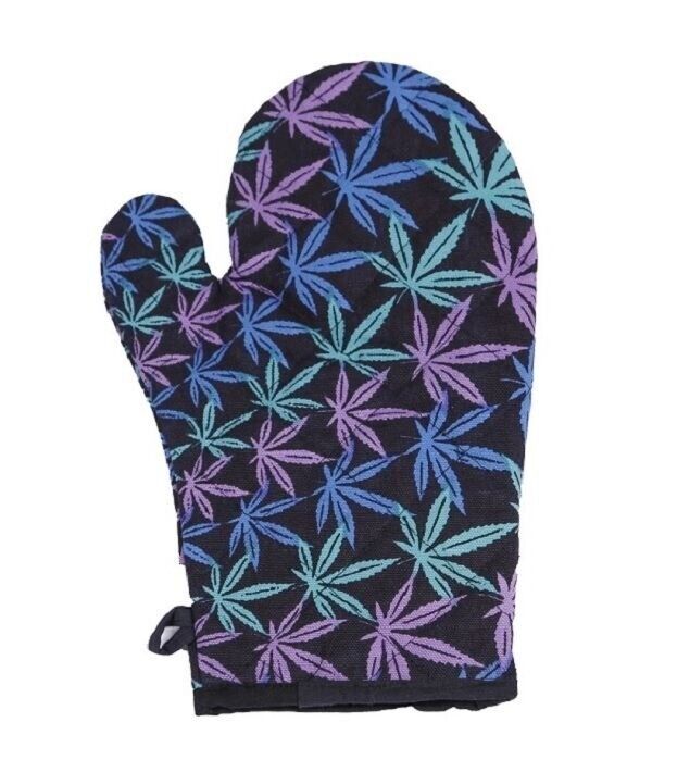New Night Leaf Oven Mitt Kitchen Linen Marijuana 420 Pot Smoke Weed Stove Glove