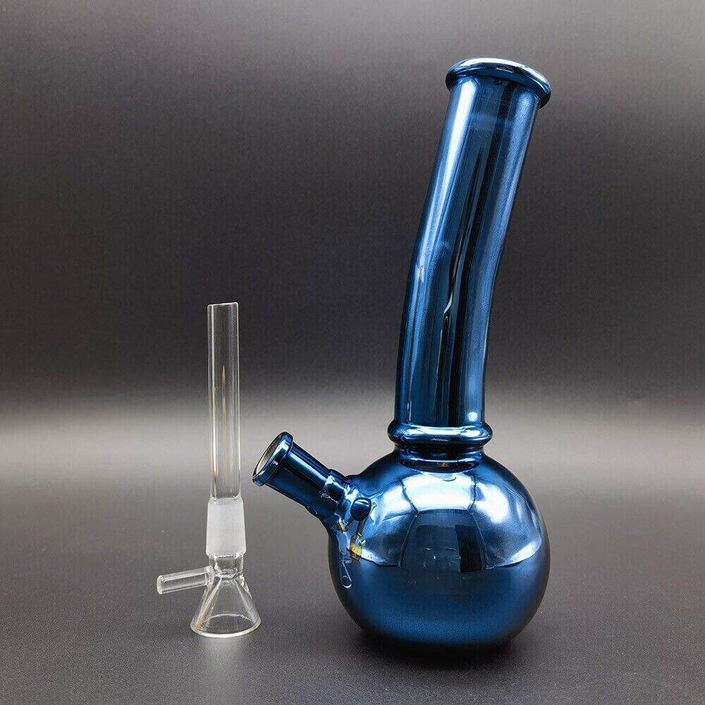 8inch Blue Reflective Water Pipe Hookah Smoking Shisha Glass Bong Hookah Bubbler - Maryjanes Bong Shop