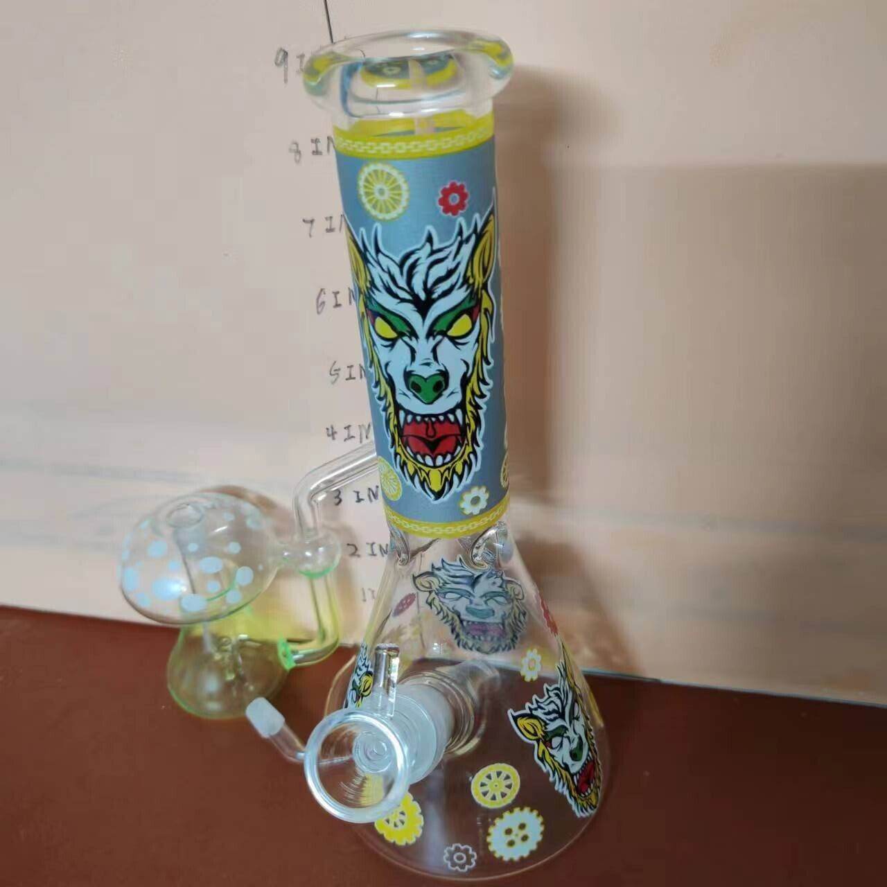 Smoking Water Pipe Glow In the Dark Bong + Glow Glass Hookah Mushroom Bubbler - Maryjanes Bong Shop