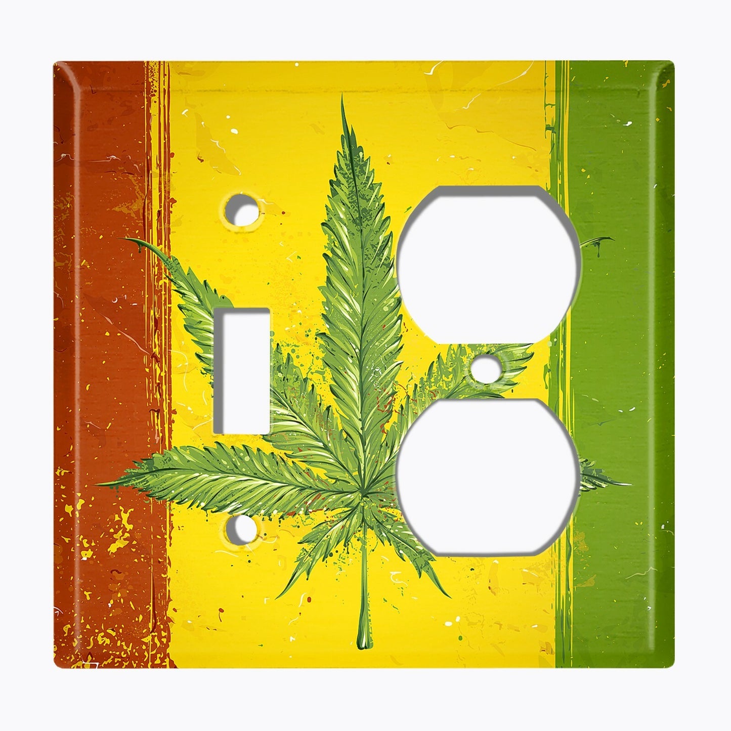 Metal Light Switch Cover Wall Plate Weed Flag Rasta