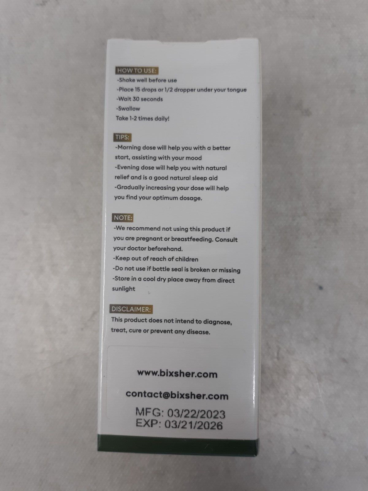 Bixsher 5000mg 100% Organic Hemp Oil EXP 03/26