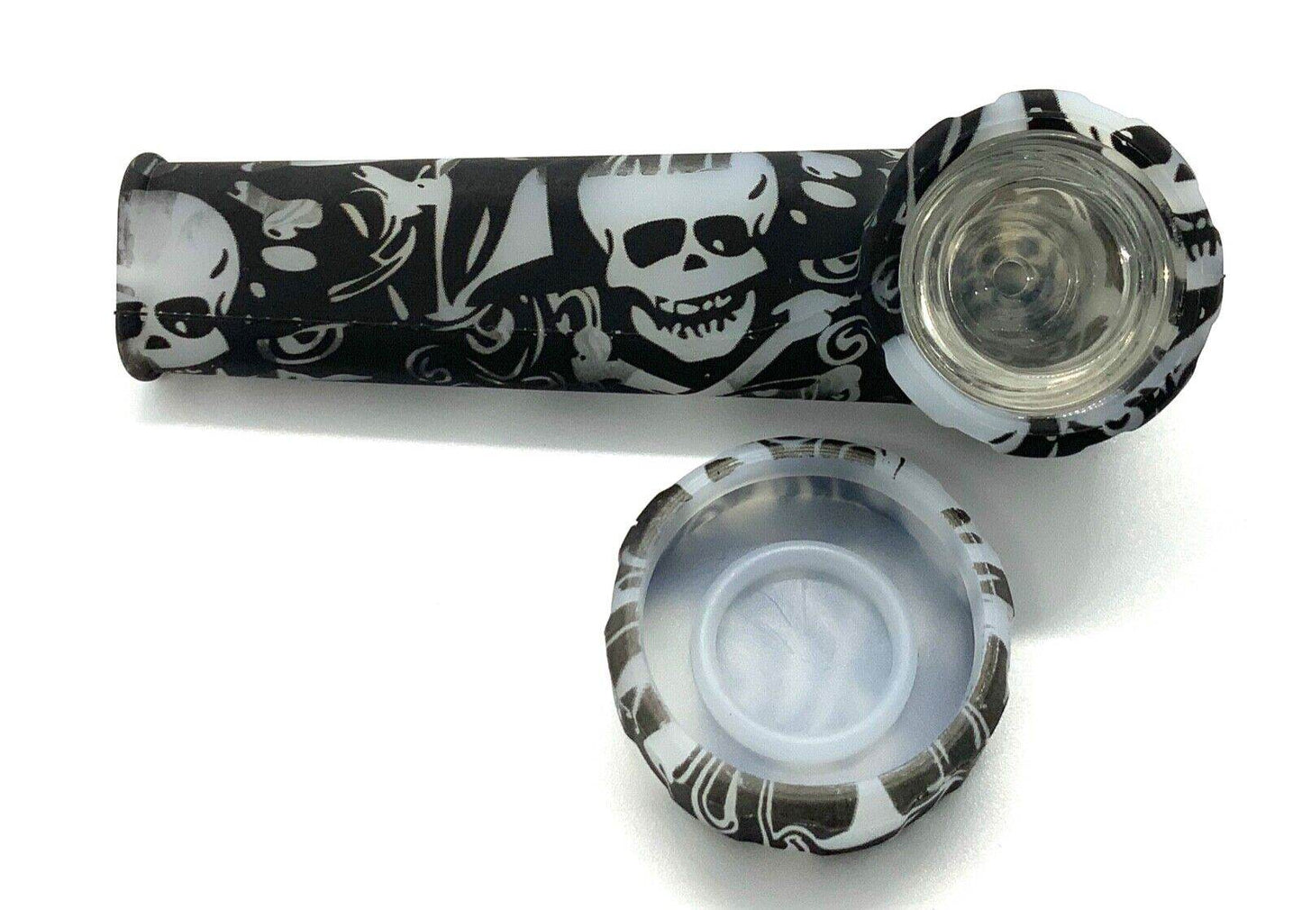 Silicone Smoking Pipe with Glass Bowl w/Cap (glow) US seller - Maryjanes Bong Shop