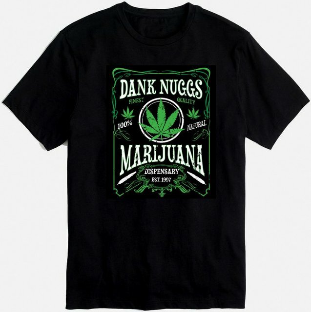 Weed Marijuana Leaf Gildan Heavy Cotton Graphic Adult T Shirt Black Small through 3XL