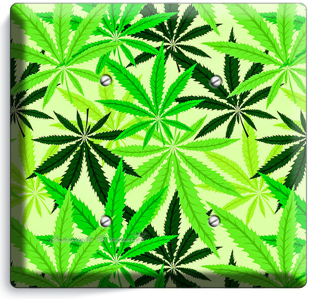 🍀GREEN CANNABIS MARIJUANA LEAFS LIGHT SWITCH OUTLETS WALL PLATES MAN CAVE DECOR