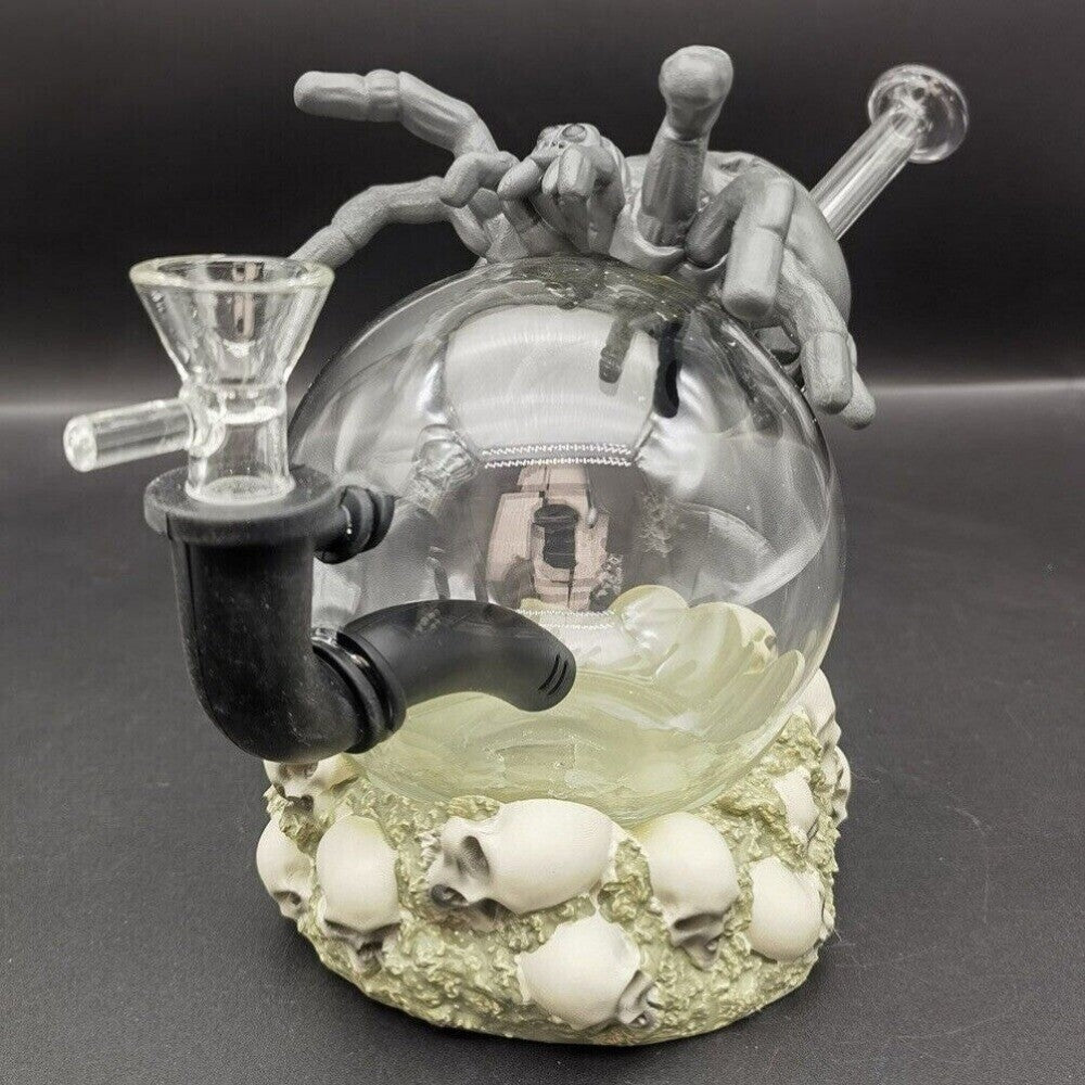 6.1" Skeleton Spider Hookah Silicone Water Pipe Shisha Smoking Bong + 14mm Bowl