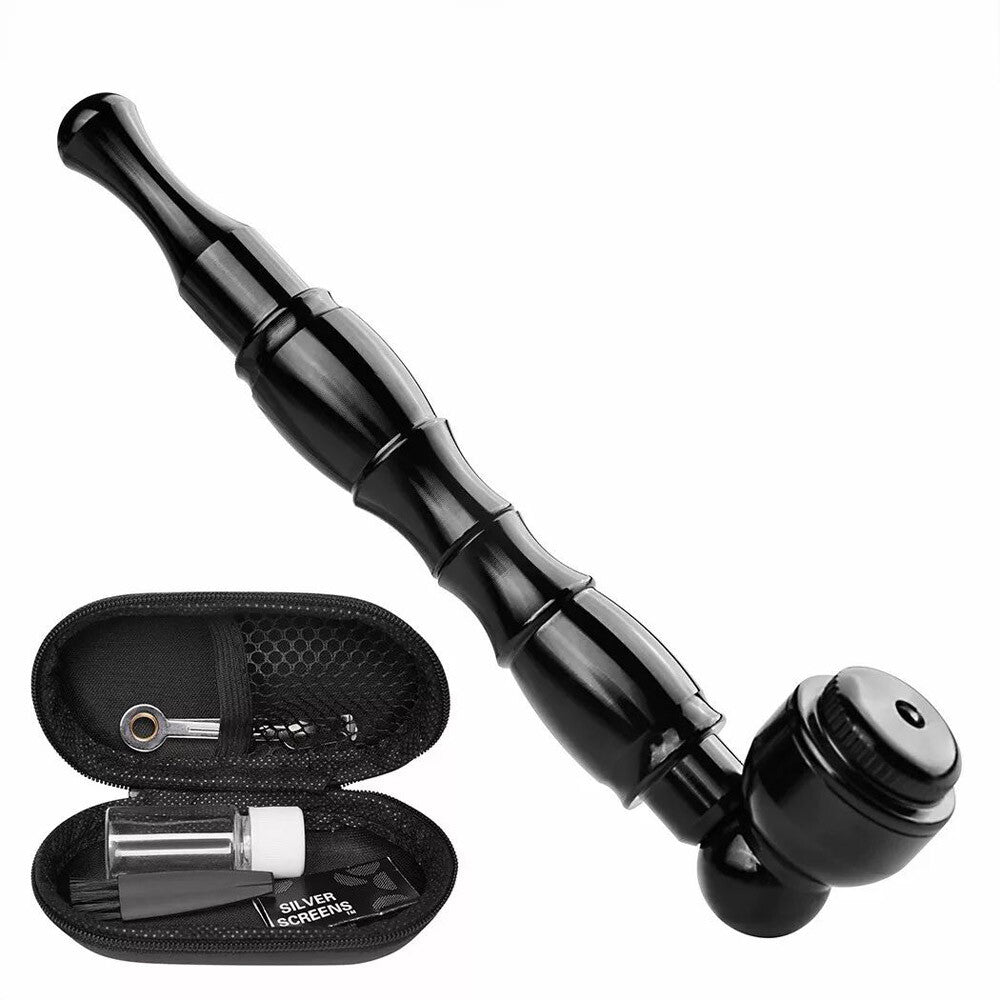 2 Packs 4.3" Metal Detachment Tobacco Smoking Pipes With Caps Hand Pipes + Bag