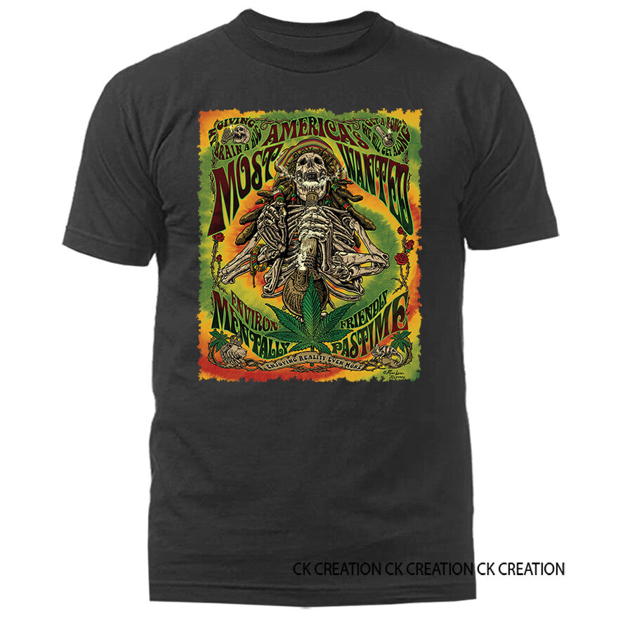 Most Wanted Marijuana Weed Pot Cannabis Graphic T-shirt 13 Colors sizes S to 5XL