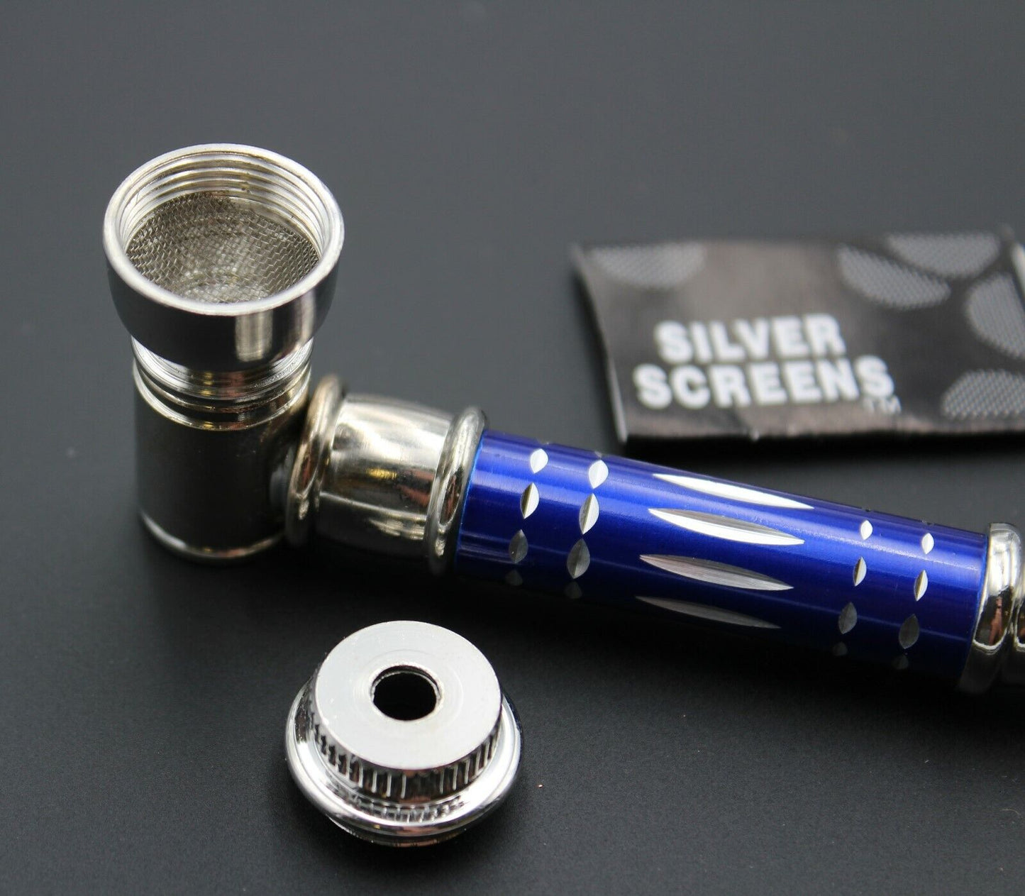 ORIGINAL BLUE METAL Smoking Pipe w/Lid Tobacco Pipe Metal pipe ALL METAL Pipes
