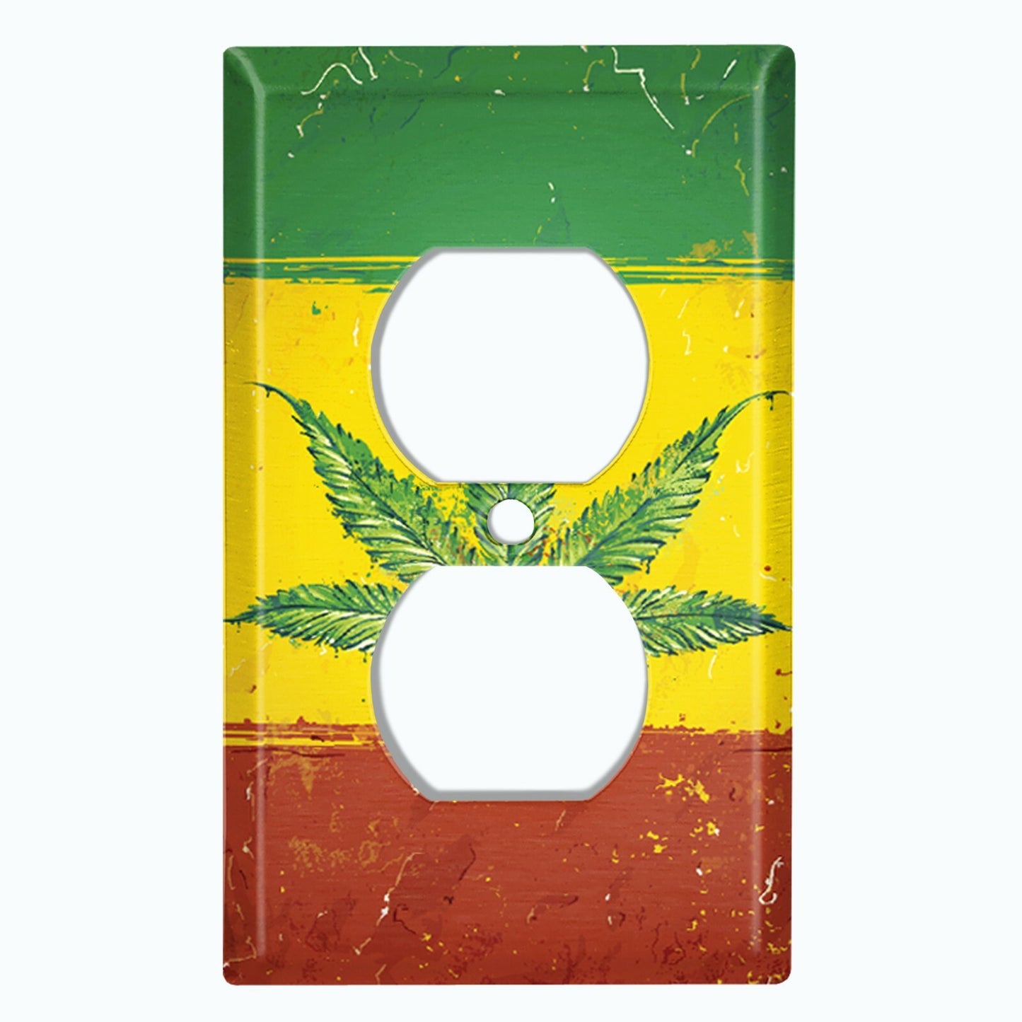 Metal Light Switch Cover Wall Plate Weed Flag Rasta