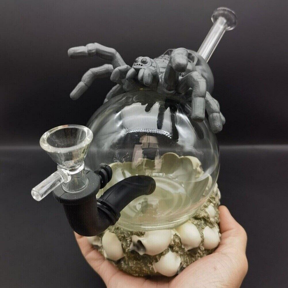 6.1" Skeleton Spider Hookah Silicone Water Pipe Shisha Smoking Bong + 14mm Bowl