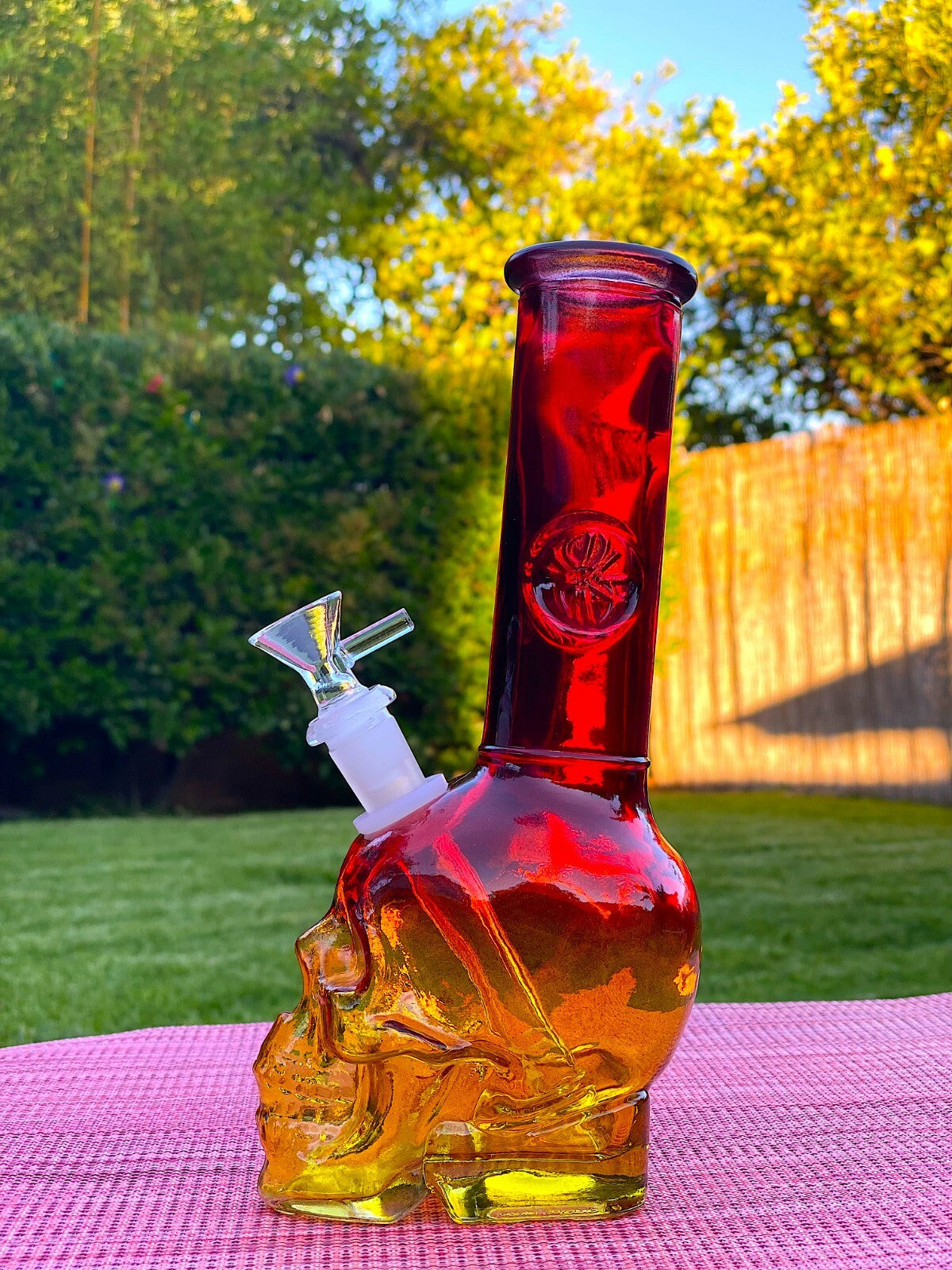 Red Skull 9" Premium Glass Water Pipe Bong Bubbler Hookah