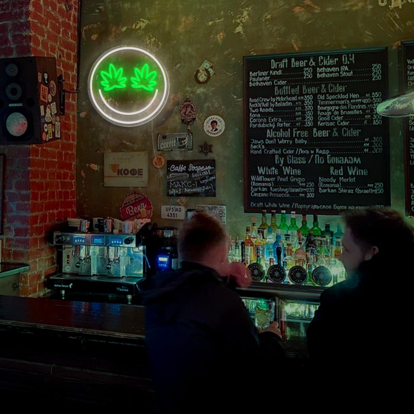 Green Leaf Eyes Neon Signs Smile Face Led Neon Lights Signs For Wall Decorusb Po
