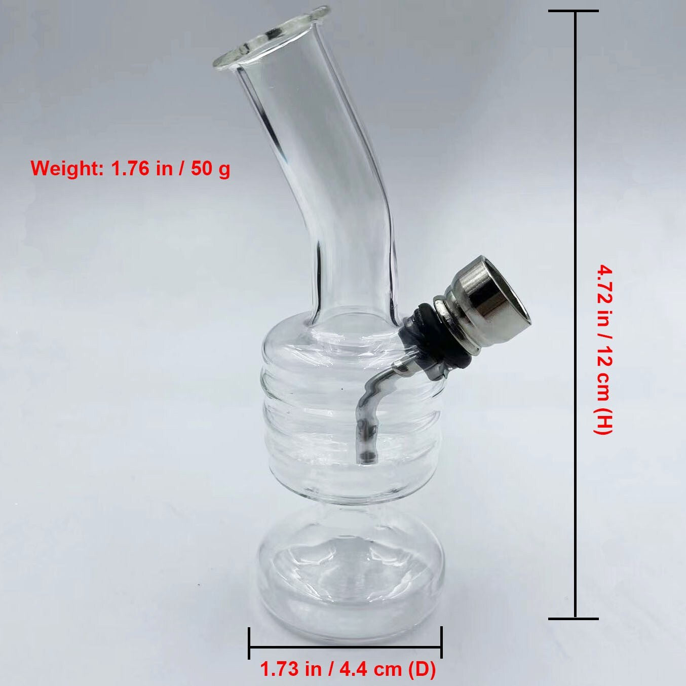 Exquisite Mini Glass Hookah, 4.72" Transparent Bend Mouth Spiral Glass Bong