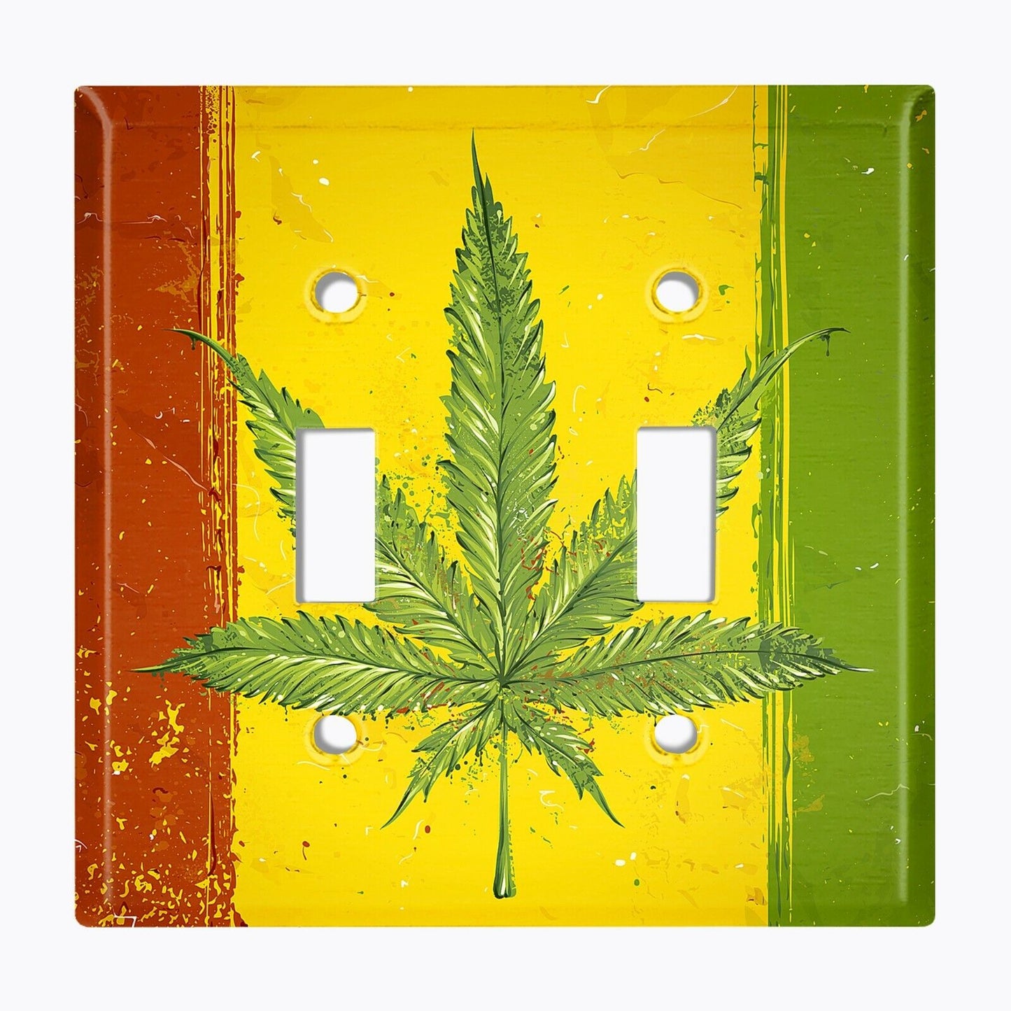 Metal Light Switch Cover Wall Plate Weed Flag Rasta