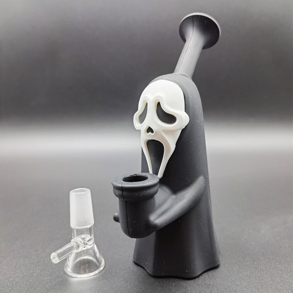 6.3" Faceless Man Silicone Hookah with Glass Bowl Attachment