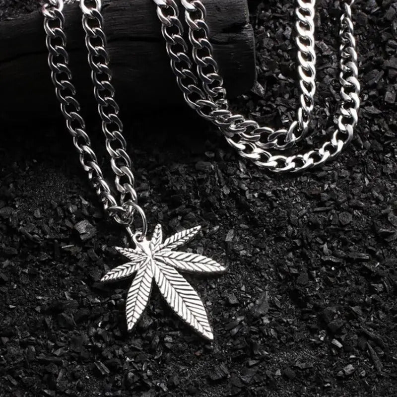 Cannabis Leaf Jewelry Silvery Hemp Marijuana Pot Pendant Necklace