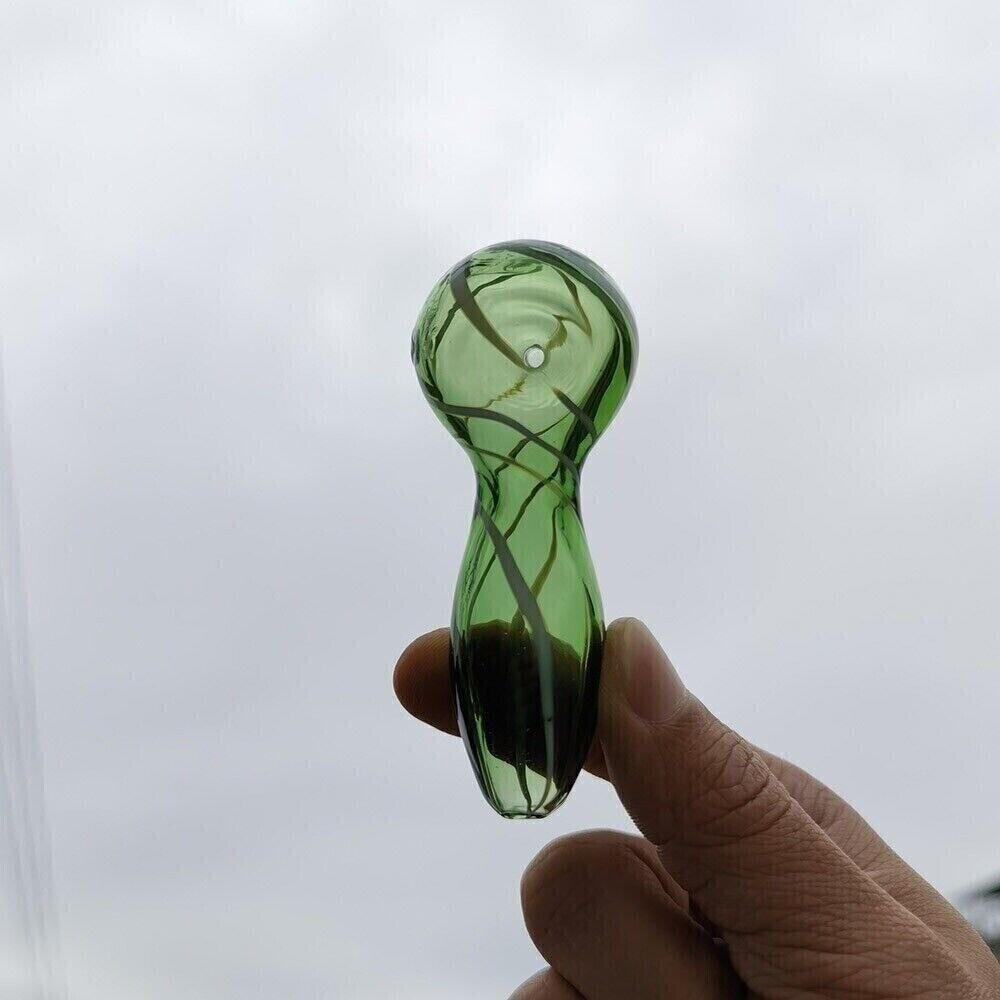 3.1" Green Spoon Shape Hand Pipe Glass Bong Smoking Pipes Portable Shisha New