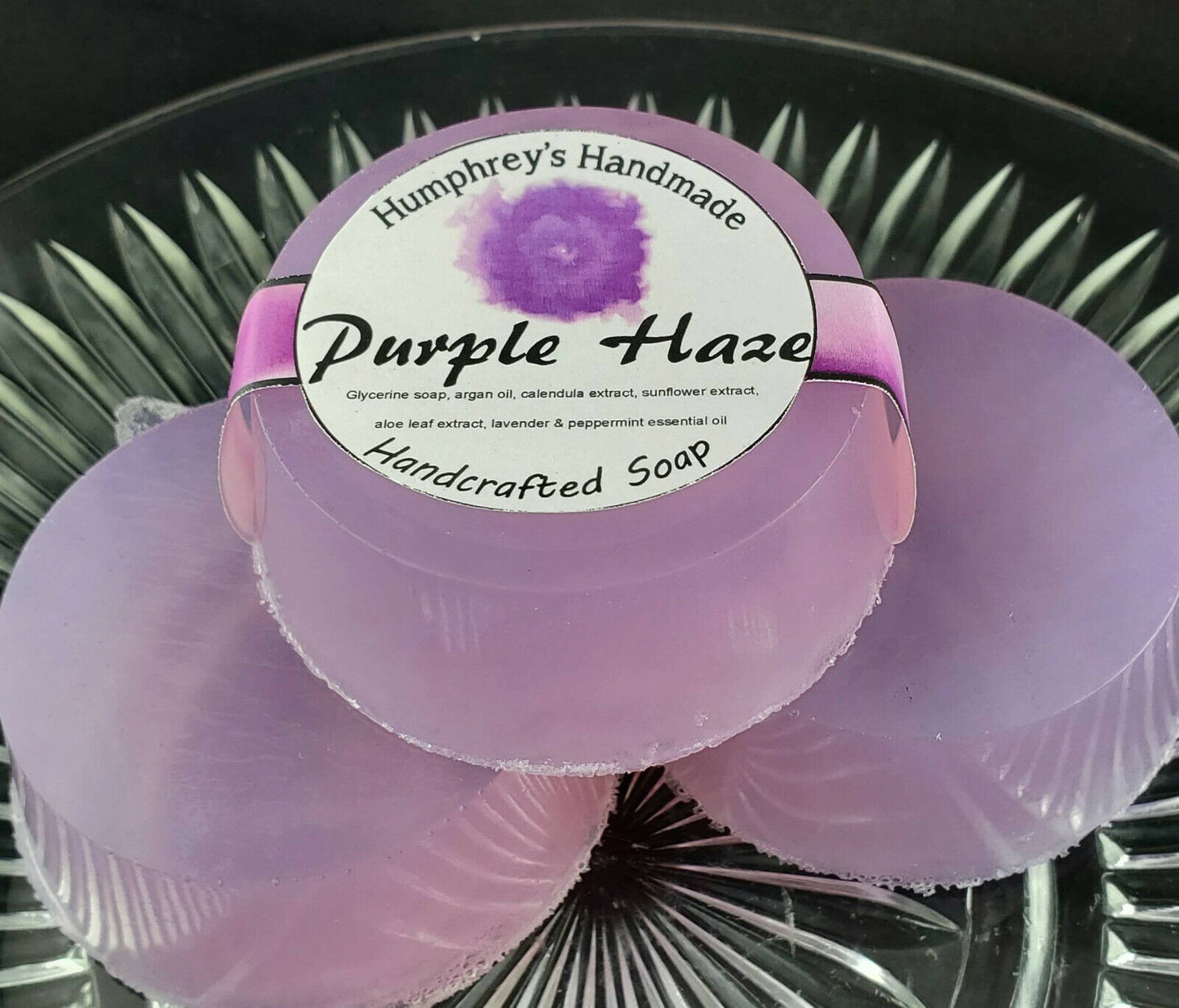 PURPLE HAZE Hemp Oil Soap, Peppermint Lavender Detergent Free, Glycerin Bar