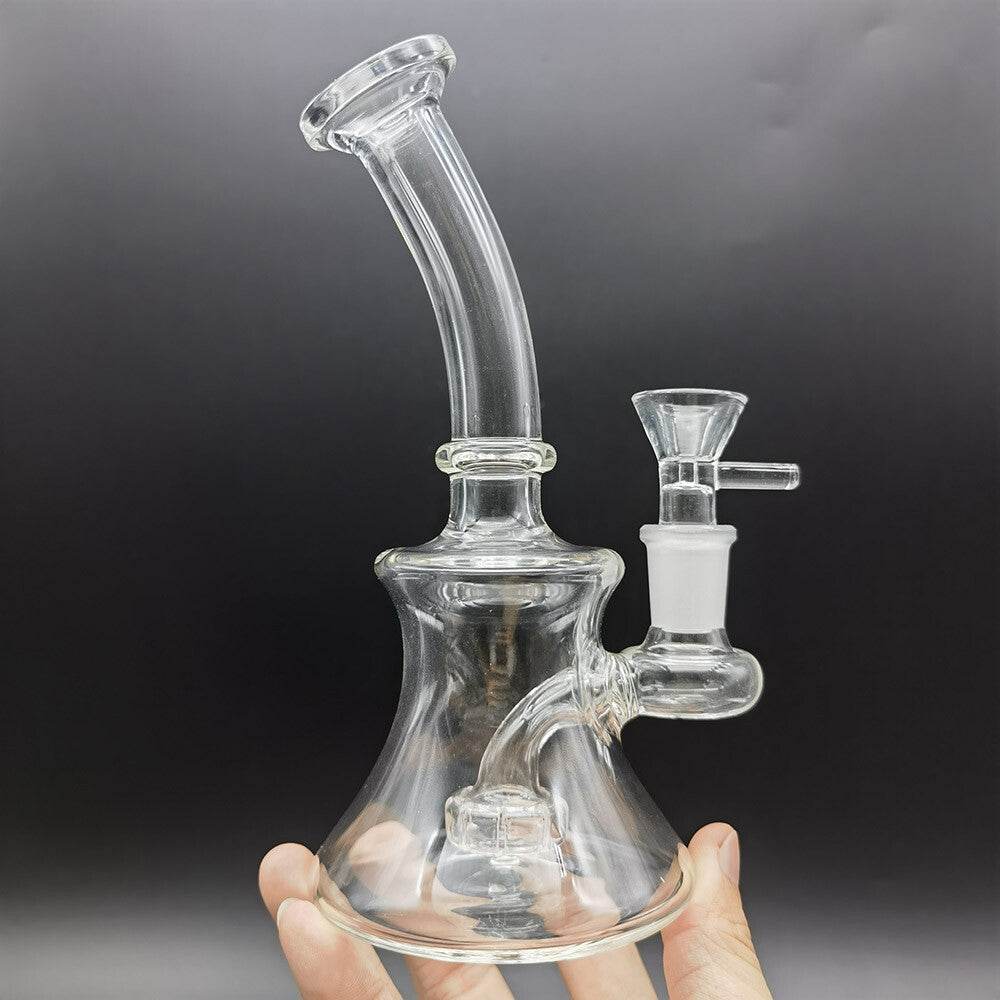 6inch Clear Glass Bong Hookah Smoking Hand Pipes Crook Neck Water Pipe 14mm Bowl - Maryjanes Bong Shop