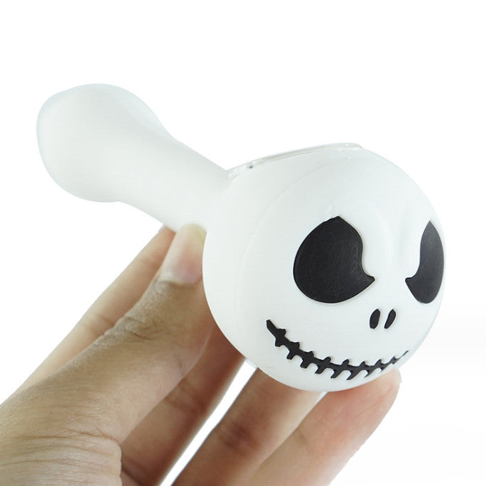 5'' silicone Jack Skellington hand pipe with glass bowl.