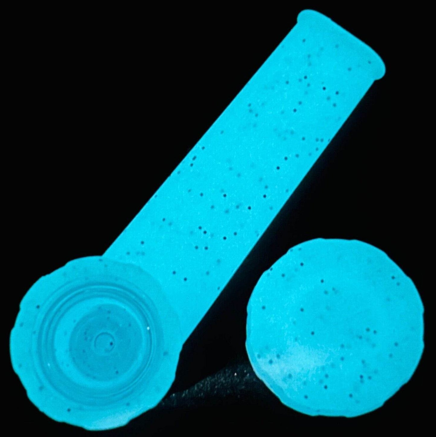 Silicone Smoking Pipe with Glass Bowl & Cap Lid | Purple Sparkle GLOWS - Maryjanes Bong Shop