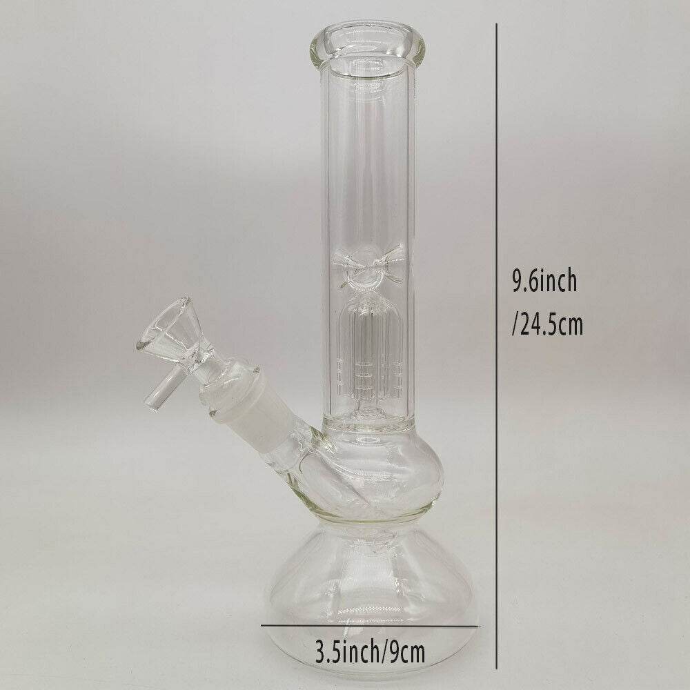 9.6inch Heavy Clear Glass Bong Water Pipe Smoking Pipes Hookah Percolator Bongs - Maryjanes Bong Shop