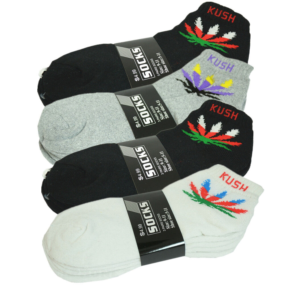Leaf 6 Pairs Mens Ankle Quarter Crew Cushioned Sport Socks Cotton Low Cut 9-11