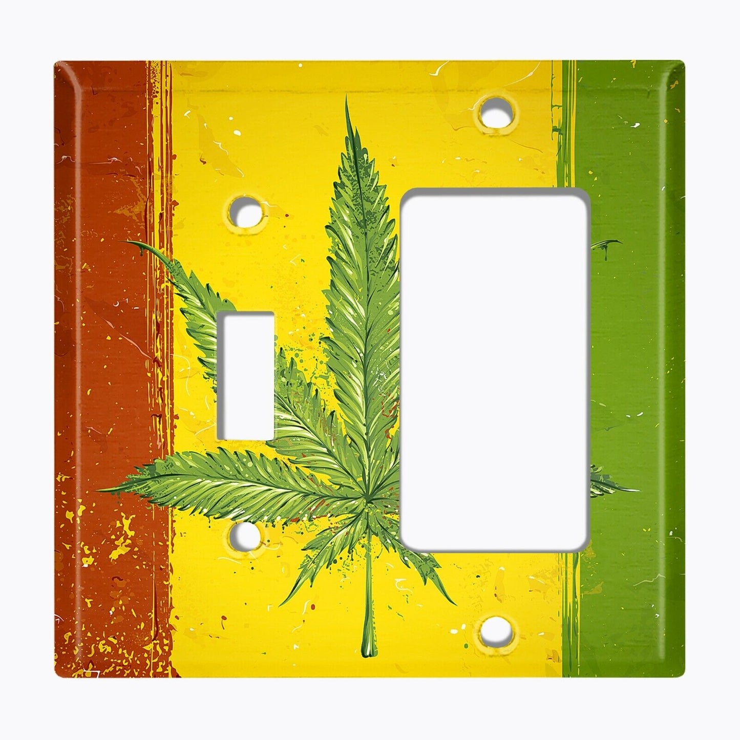 Metal Light Switch Cover Wall Plate Weed Flag Rasta