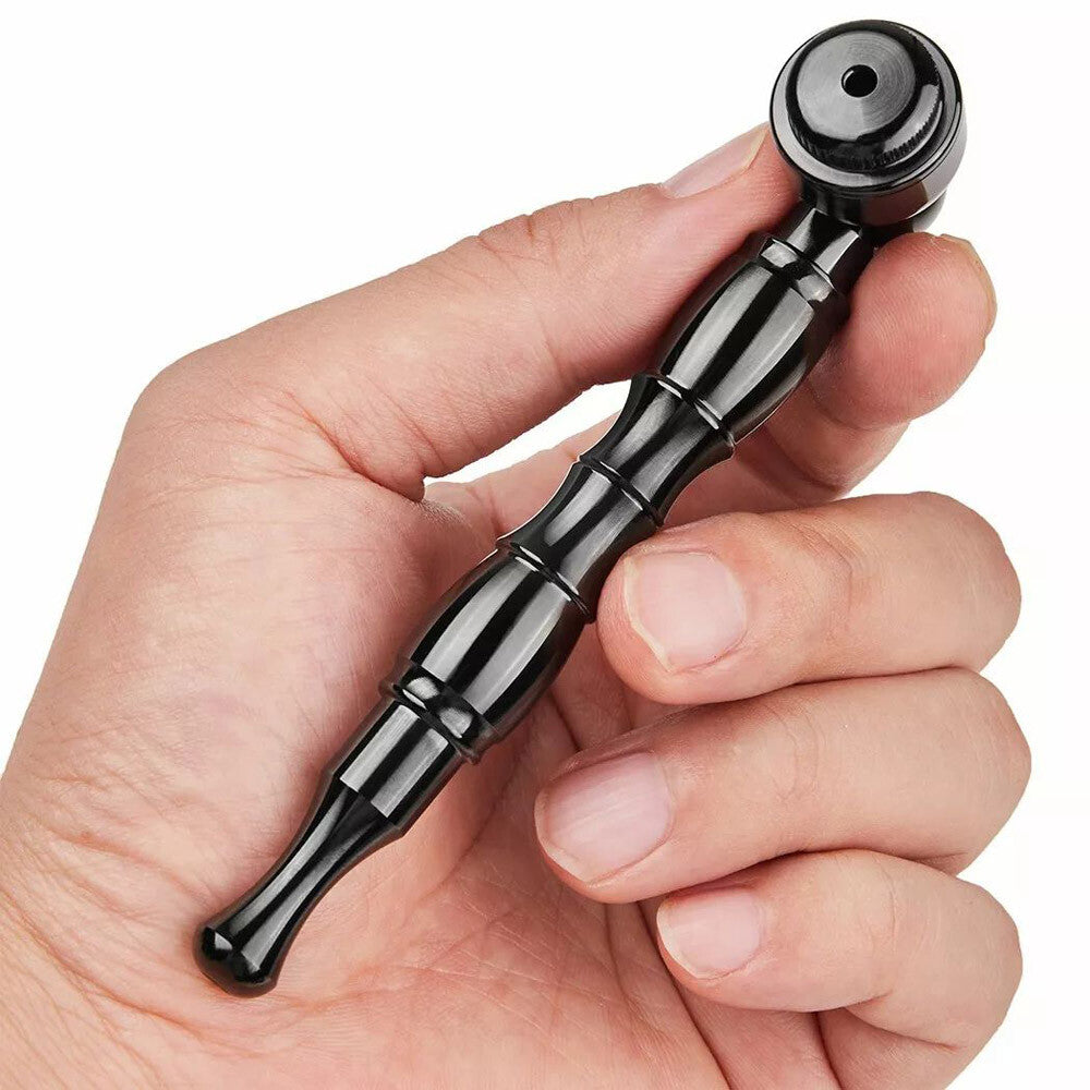 2 Packs 4.3" Metal Detachment Tobacco Smoking Pipes With Caps Hand Pipes + Bag