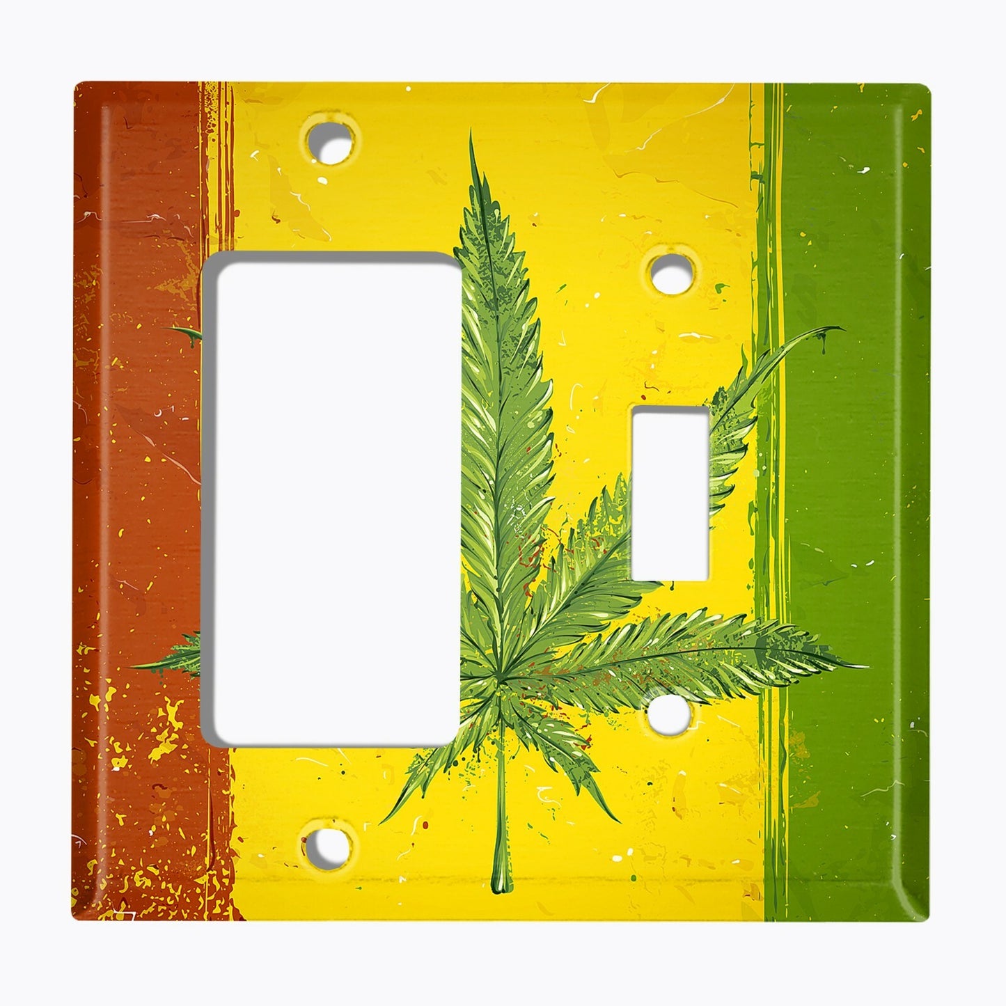 Metal Light Switch Cover Wall Plate Weed Flag Rasta