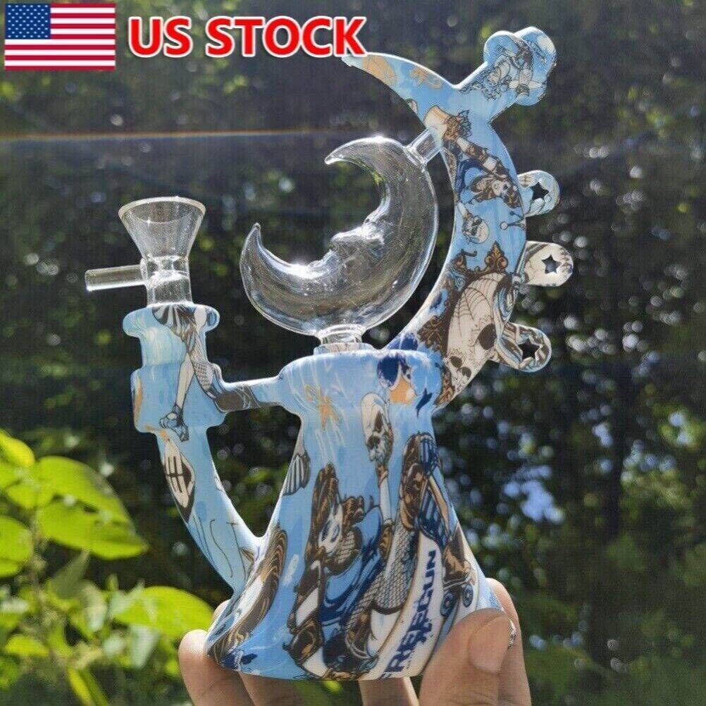 7.5 inch Silicone Smoking Water Pipe Moon Teapot Hookah Bong w/ Glass Bowl NEW - Maryjanes Bong Shop