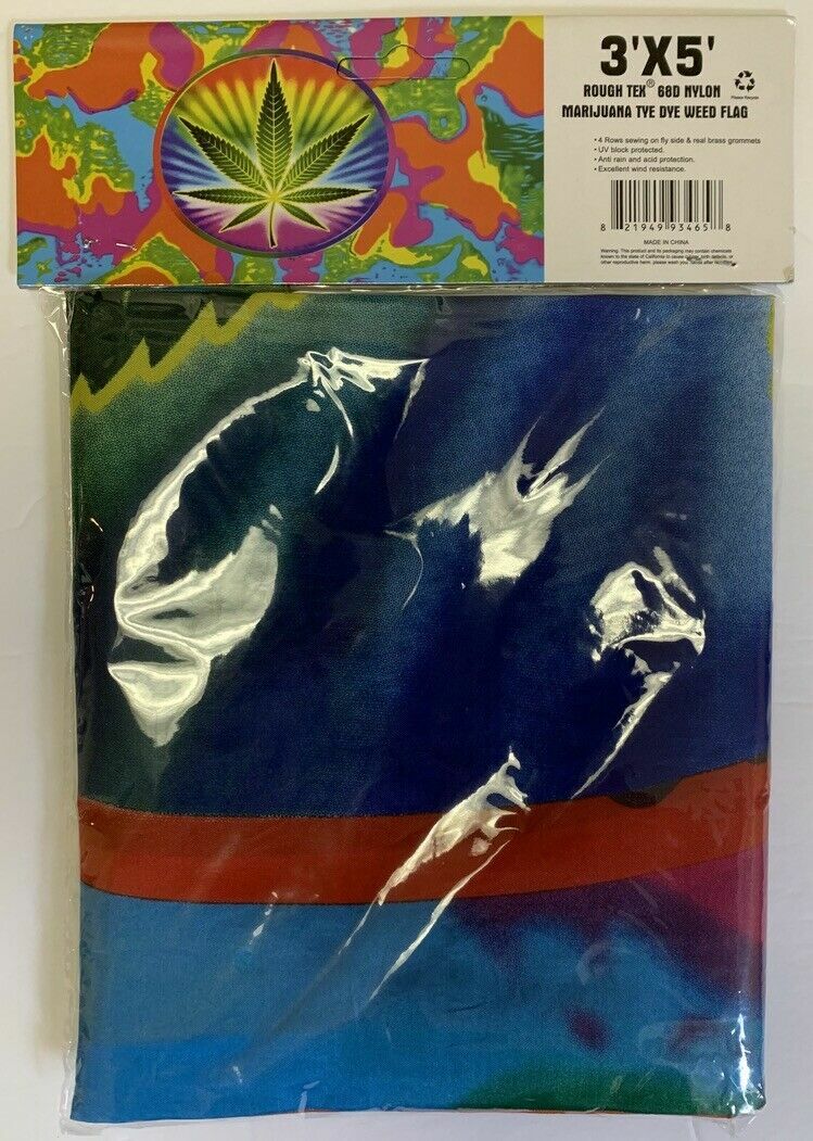 Marijuana Tye Dye Rainbow Weed Leaf Cannabis Peace Flag 3X5 Rough Tex® 68D Nylon