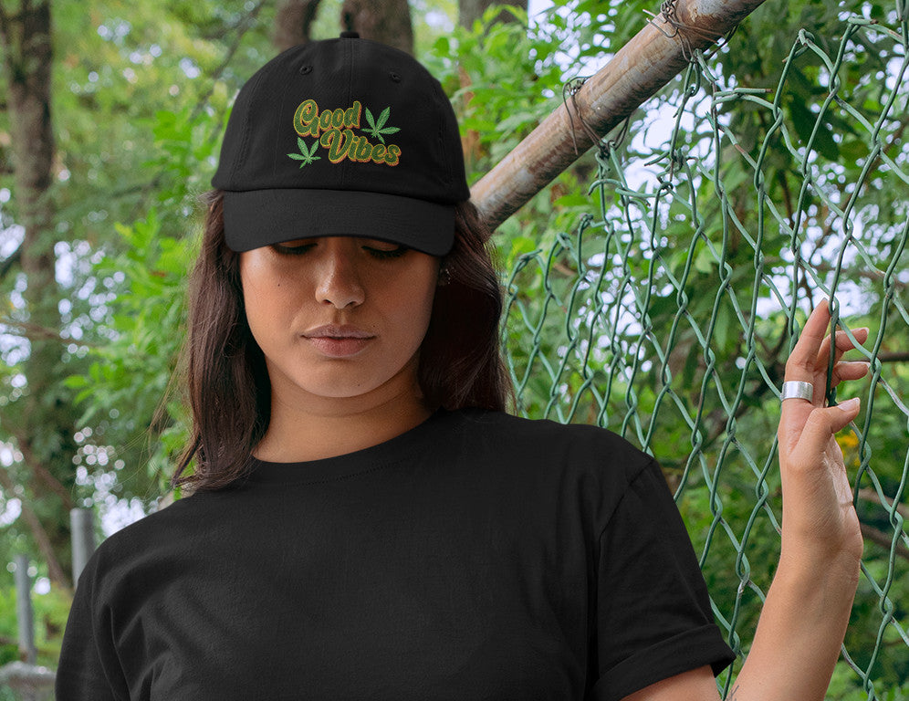 Trenz Shirt Company 420 Good Vibes Weed Leaf Embroidered Full Twill Otto Buckle