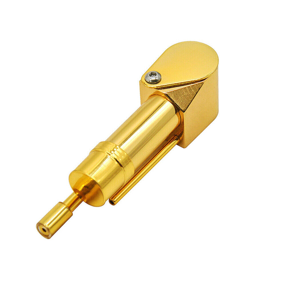 Brass tobacco smoking pipe with stash storage chamber, compact metal design.