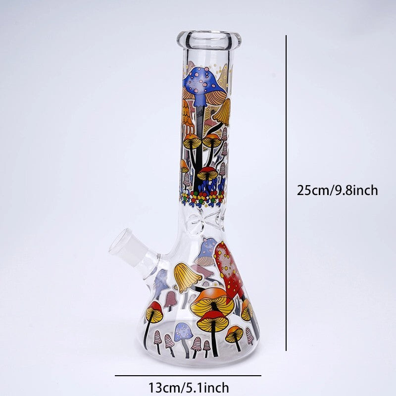 10" Mushroom Glass Bong Smoking Hookah Water Pipe Heavy Beaker Tobacco With Bowl