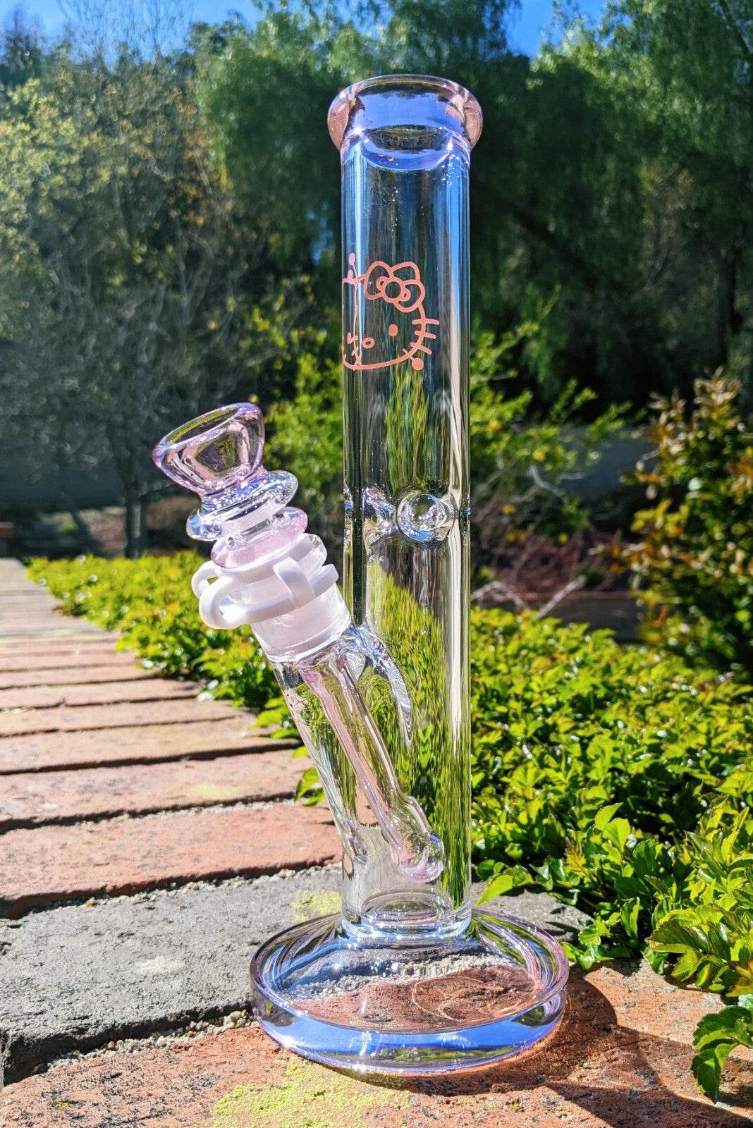 10 Inch Pink Hello Kitty Glass Bong Quality Tobacco Smoking Water Pipe Hookah - Maryjanes Bong Shop