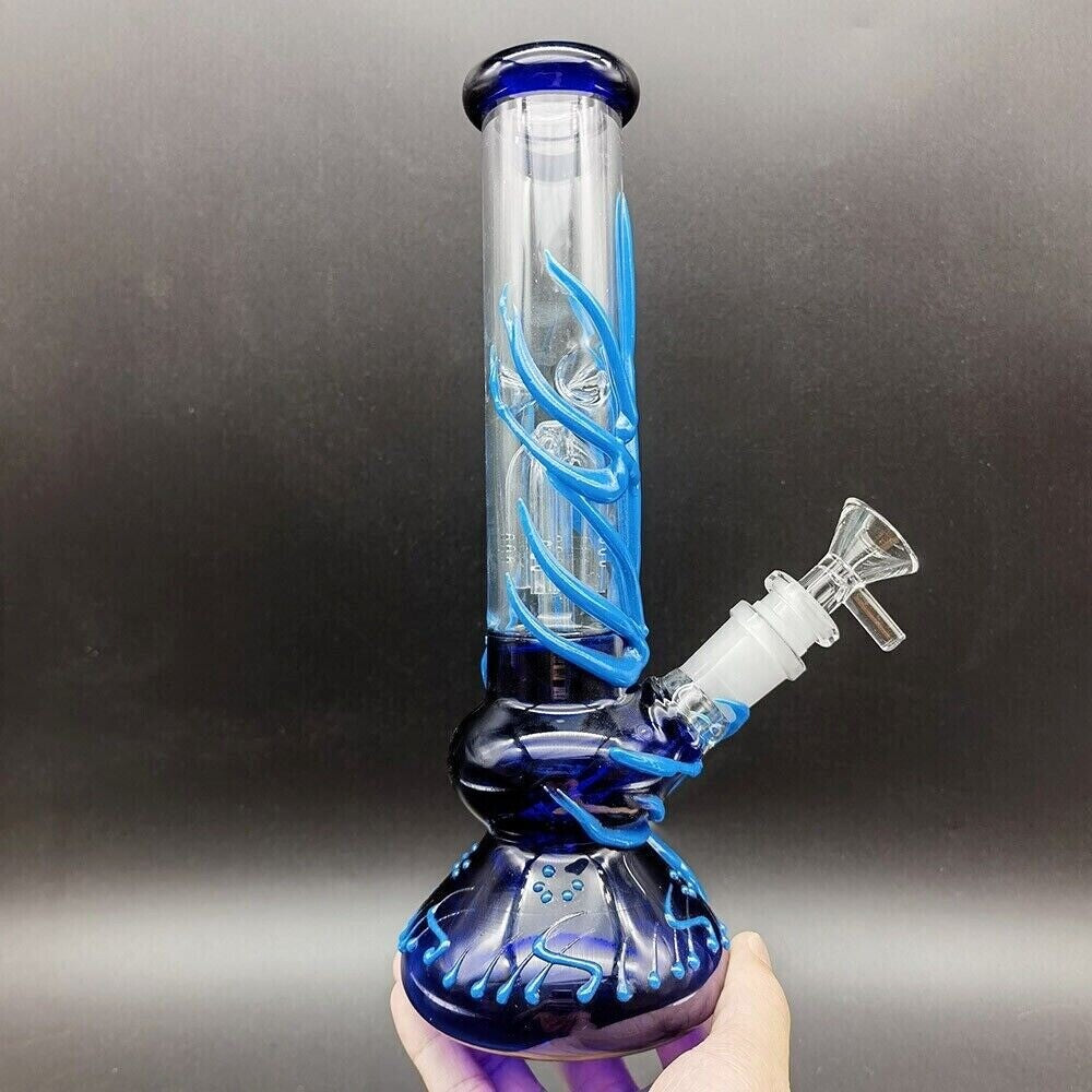 10" Glow in the Dark Bong Water Pipe Smoking Pipes Hookah Glass Percolator Bongs