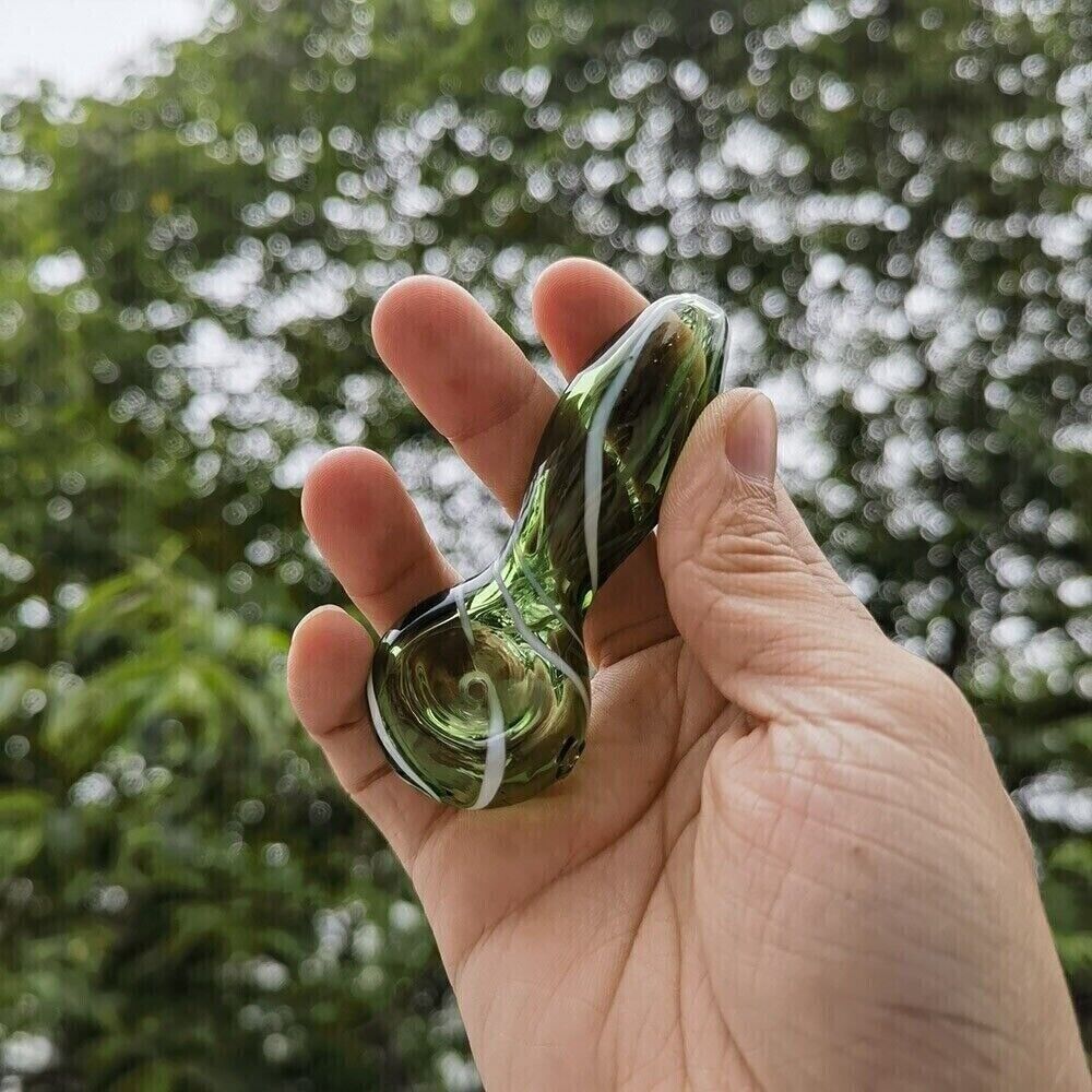 3.1" Green Spoon Shape Hand Pipe Glass Bong Smoking Pipes Portable Shisha New